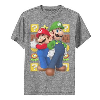 Boys 6-20 Super Mario Bros And Luigi Icons Background Graphic Tee