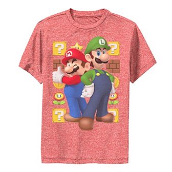 Boys 8-20 Super Mario Bros And Luigi Icons Background Graphic Tee
