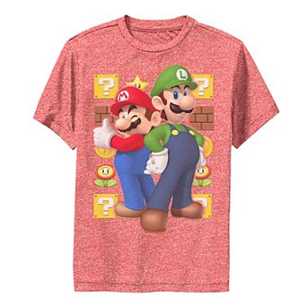 Boys 6-20 Super Mario Bros And Luigi Icons Background Graphic Tee