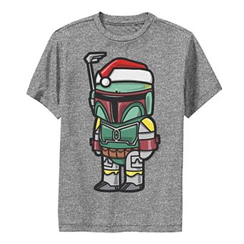 Boys 8-20 Star Wars Boba Fett Wearing Santa Claus Hat Graphic Tee