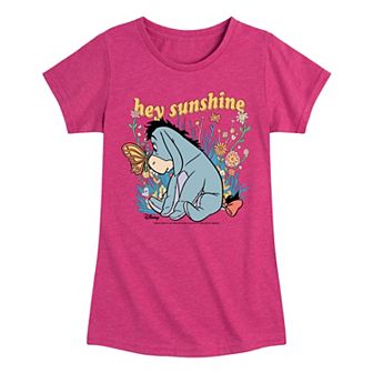 Disney's Winnie The Pooh Girls Butterfly Flowers Eeyore Tee