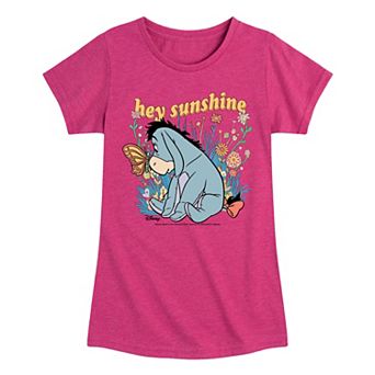 Disney's Winnie The Pooh Girls Butterfly Flowers Eeyore Tee