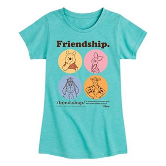 Disney's Winnie The Pooh Girls Friendship Gris Tee