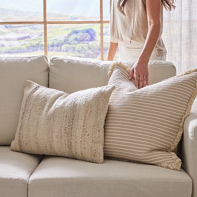 Sonoma Goods For Life Gray Woven Striped 14" x 20" Throw Pillow