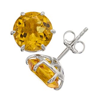 SIRI USA by TJM Sterling Silver Lab-Created Citrine Solitaire Stud Earrings