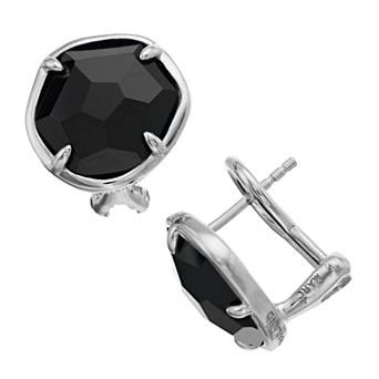 SIRI USA by TJM Sterling Silver Black Onyx Omega Earrings
