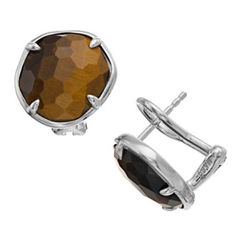 SIRI USA by TJM Sterling Silver Tiger's Eye Omega Earrings