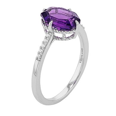 SIRI USA by TJM Sterling Silver Lab-Created Amethyst & Cubic Zirconia Statement Ring