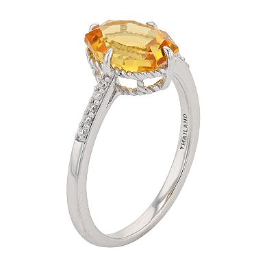 SIRI USA by TJM Sterling Silver Lab-Created Citrine & Cubic Zirconia Statement Ring