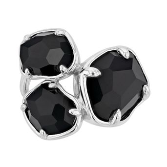 SIRI USA by TJM Sterling Silver Black Onyx 3-Stone Ring