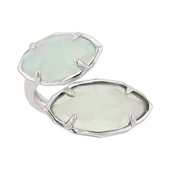 SIRI USA by TJM Sterling Silver Apple Chalcedony & Blue Chalcedony 2-Stone Ring