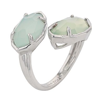 SIRI USA by TJM Sterling Silver Apple Chalcedony & Blue Chalcedony 2-Stone Ring