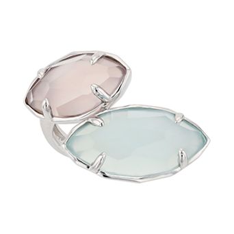 SIRI USA by TJM Sterling Silver Blue Chalcedony & Lavender Chalcedony 2-Stone Ring