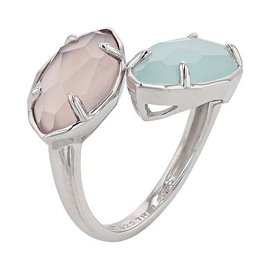 SIRI USA by TJM Sterling Silver Blue Chalcedony & Lavender Chalcedony 2-Stone Ring