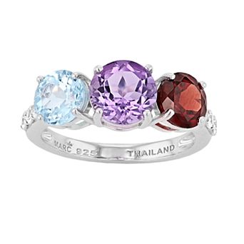 SIRI USA by TJM Sterling Silver Multi Semi-Precious Stones Ring
