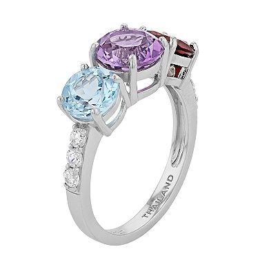 SIRI USA by TJM Sterling Silver Multi Semi-Precious Stones Ring