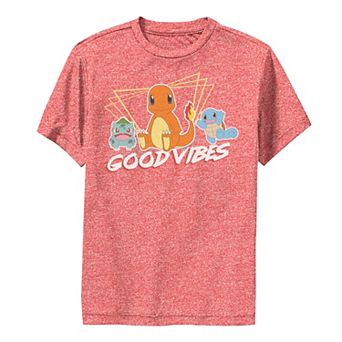 Boy's Pokemon Bulbasaur Charmander Squirtle Good Vibes Tee