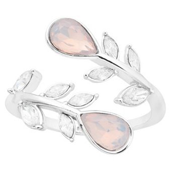 Brilliance Silver Plated White Opal & Crystal Vine Wrap Ring