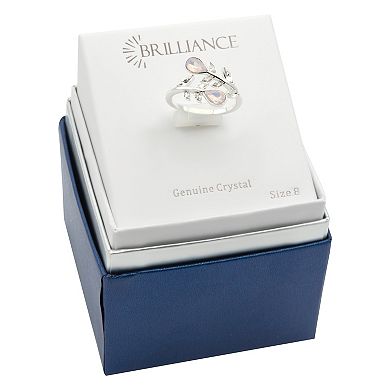 Brilliance Silver Plated White Opal & Crystal Vine Wrap Ring