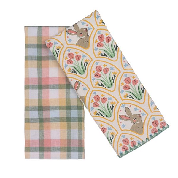 Celebrate Together™ Easter Rabbit Plaid 2piece Kitchen Towels Set