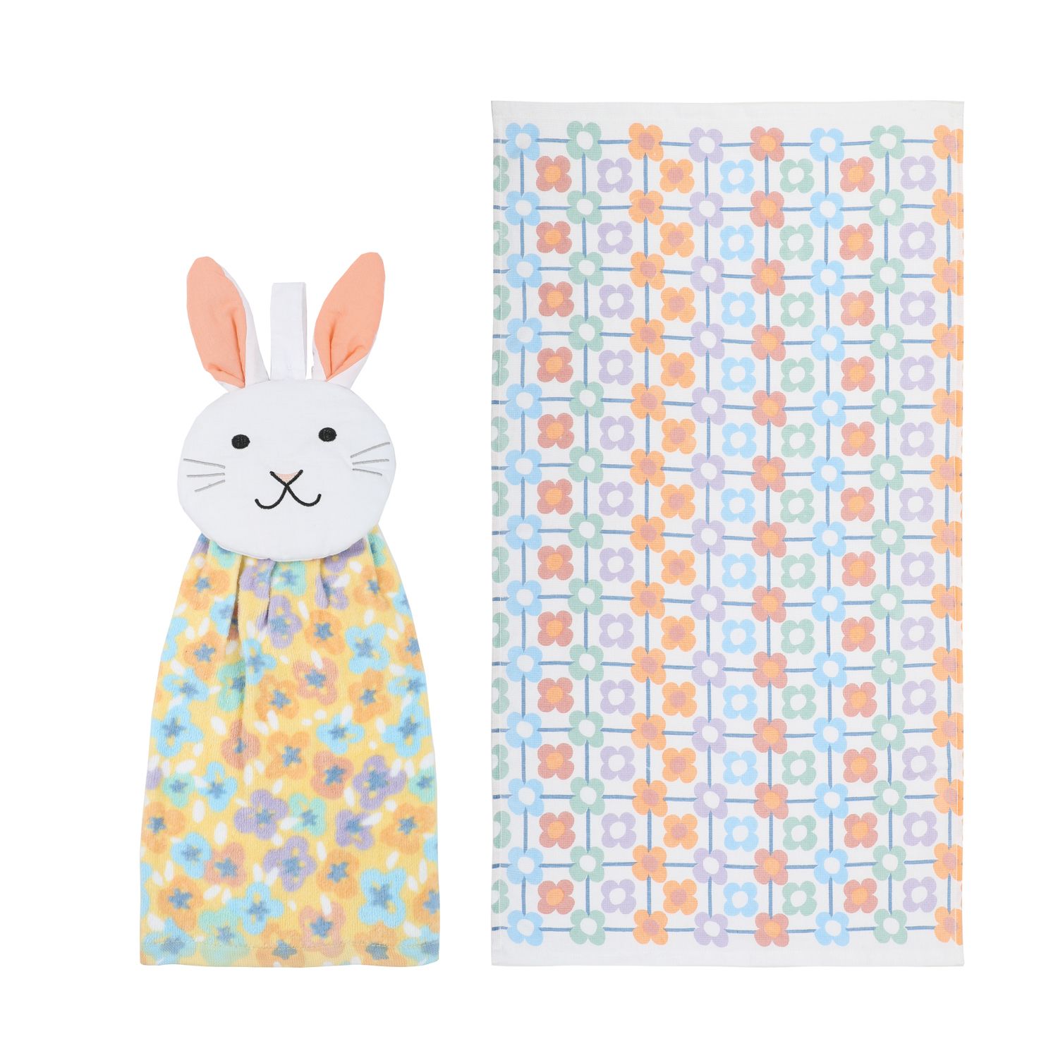 Celebrate Together Easter Bunny Floral 2 Piece Kitchen Towels Set   6550294 ALT2