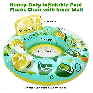 Inflatable Lounger Pool Float with a Rubber Handle and a Drink Holder