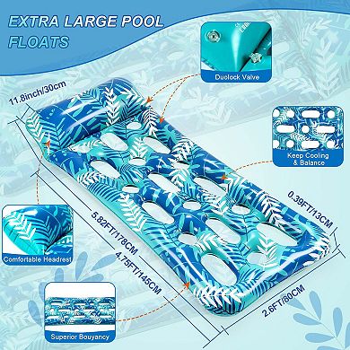 70 X 30 Inches Inflatable Float Pool Chair & Headrest