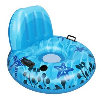 Inflatable Lounger Pool Float with a Rubber Handle and a Drink Holder