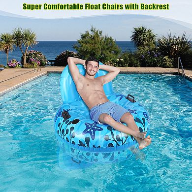 Inflatable Lounger Pool Float with a Rubber Handle and a Drink Holder