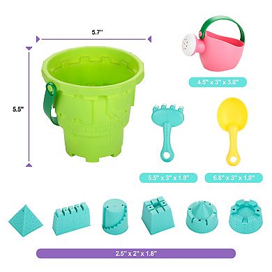 10pcs Kids Beach Toys Set Sand Shovels Mini Castle Shower Bucket Rake Mold