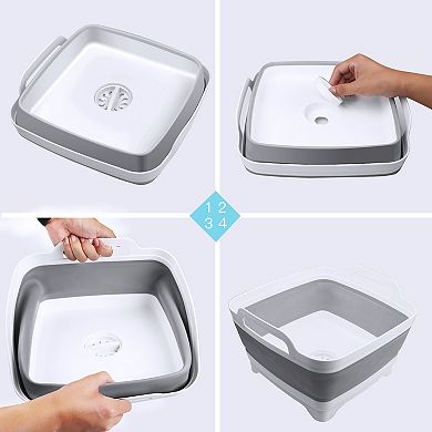 Foldable Food Strainers Collapsible Dish Draining Tub Pan