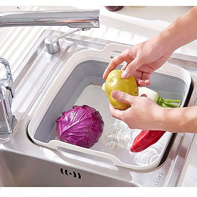 Foldable Food Strainers Collapsible Dish Draining Tub Pan