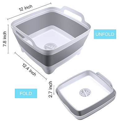 Foldable Food Strainers Collapsible Dish Draining Tub Pan