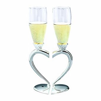 10.5" Split Heart Pair of Toasting Flute Goblets