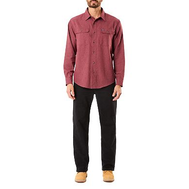 Men's Smith's Workwear Regular-Fit Solid Two-Pocket Flannel Button-Down Shirt