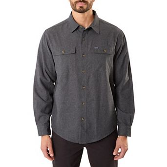 Men's Smith's Workwear Regular-Fit Solid Two-Pocket Flannel Button-Down Shirt