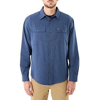 Men's Smith's Workwear Regular-Fit Solid Two-Pocket Flannel Button-Down Shirt