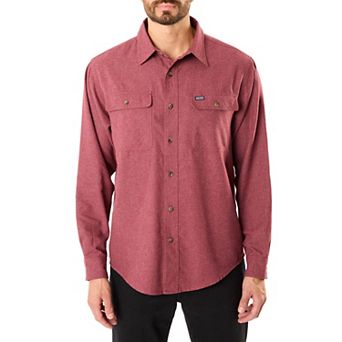 Men's Smith's Workwear Regular-Fit Solid Two-Pocket Flannel Button-Down Shirt