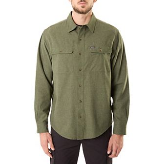 Men's Smith's Workwear Regular-Fit Solid Two-Pocket Flannel Button-Down Shirt