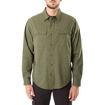 Men's Smith's Workwear Regular-Fit Solid Two-Pocket Flannel Button-Down Shirt