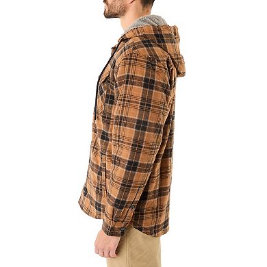 Men's Smith's Workwear Sherpa-Lined Hooded Flannel Shirt Jacket