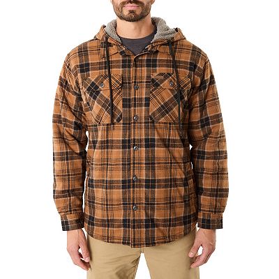 Men s Smith s Workwear Sherpa Lined Hooded Flannel Shirt Jacket