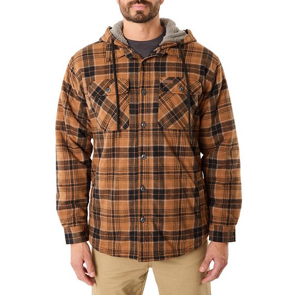 Men's Smith's Workwear SherpaLined Hooded Flannel Shirt Jacket