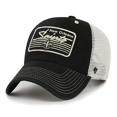 Men's '47 Black/Natural New Orleans Saints Five Point Trucker Clean Up Adjustable Hat