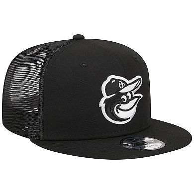 Men's New Era Black Baltimore Orioles Trucker 9FIFTY Snapback Hat