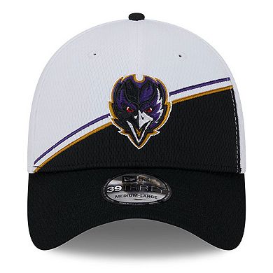 Men's New Era White/Black Baltimore Ravens 2023 Sideline 39THIRTY Flex Hat