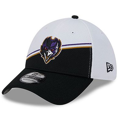 Men's New Era White/Black Baltimore Ravens 2023 Sideline 39THIRTY Flex Hat