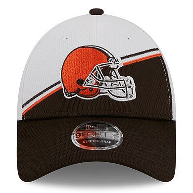 Men's New Era White/Brown Cleveland Browns 2023 Sideline 9FORTY Adjustable Hat