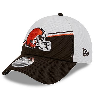 Men's New Era White/Brown Cleveland Browns 2023 Sideline 9FORTY Adjustable Hat