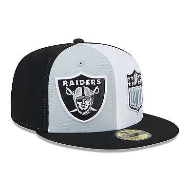 Men's New Era  Gray/Black Las Vegas Raiders 2023 Sideline 59FIFTY Fitted Hat